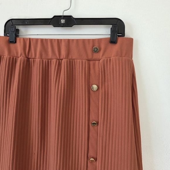 Marc New York Creamy Orange Pleated Midi Skirt Formal Preppy School Autumn L - Picture 3 of 9